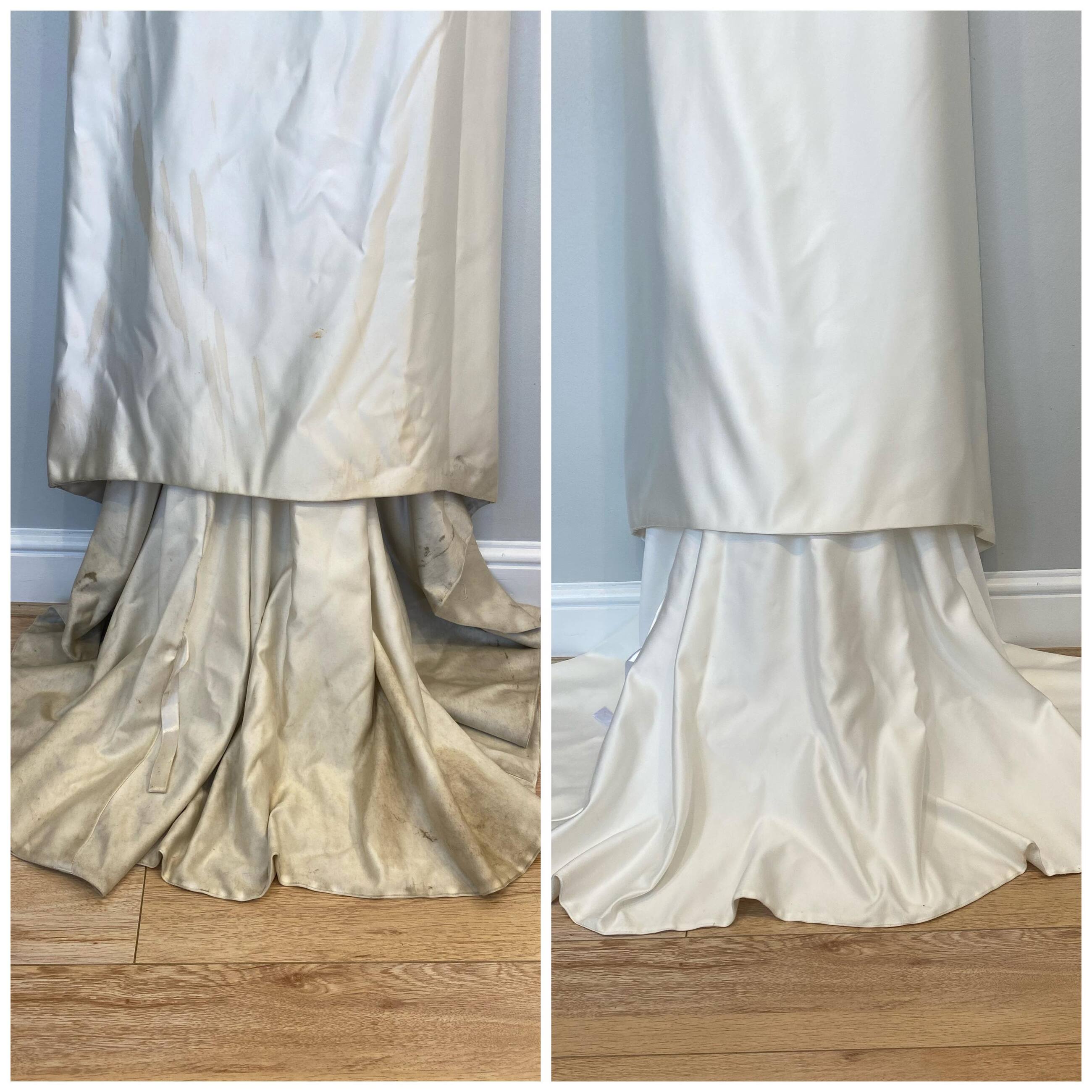 Before and After Cleaned Wedding Dress