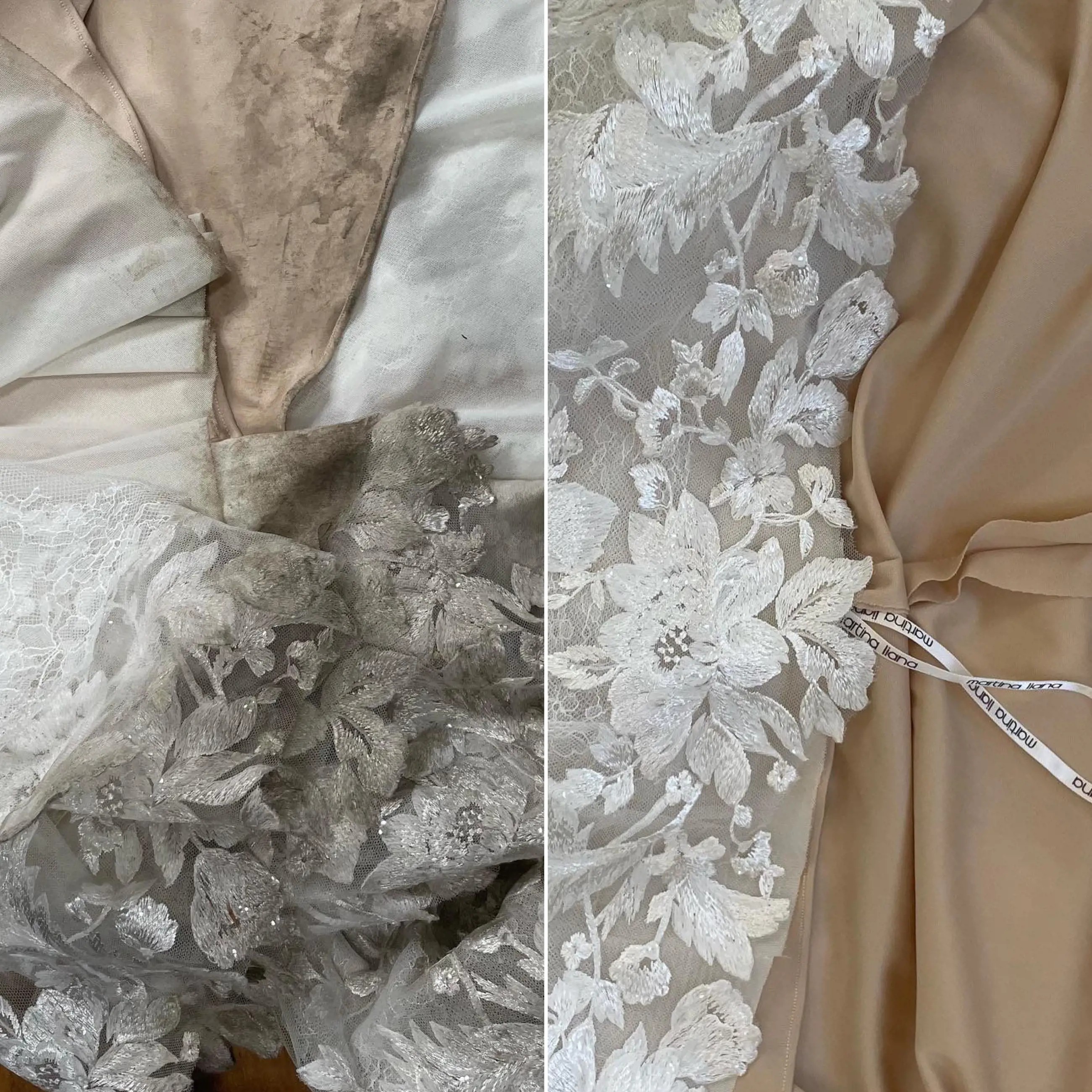 Before and After Cleaned Wedding Dress