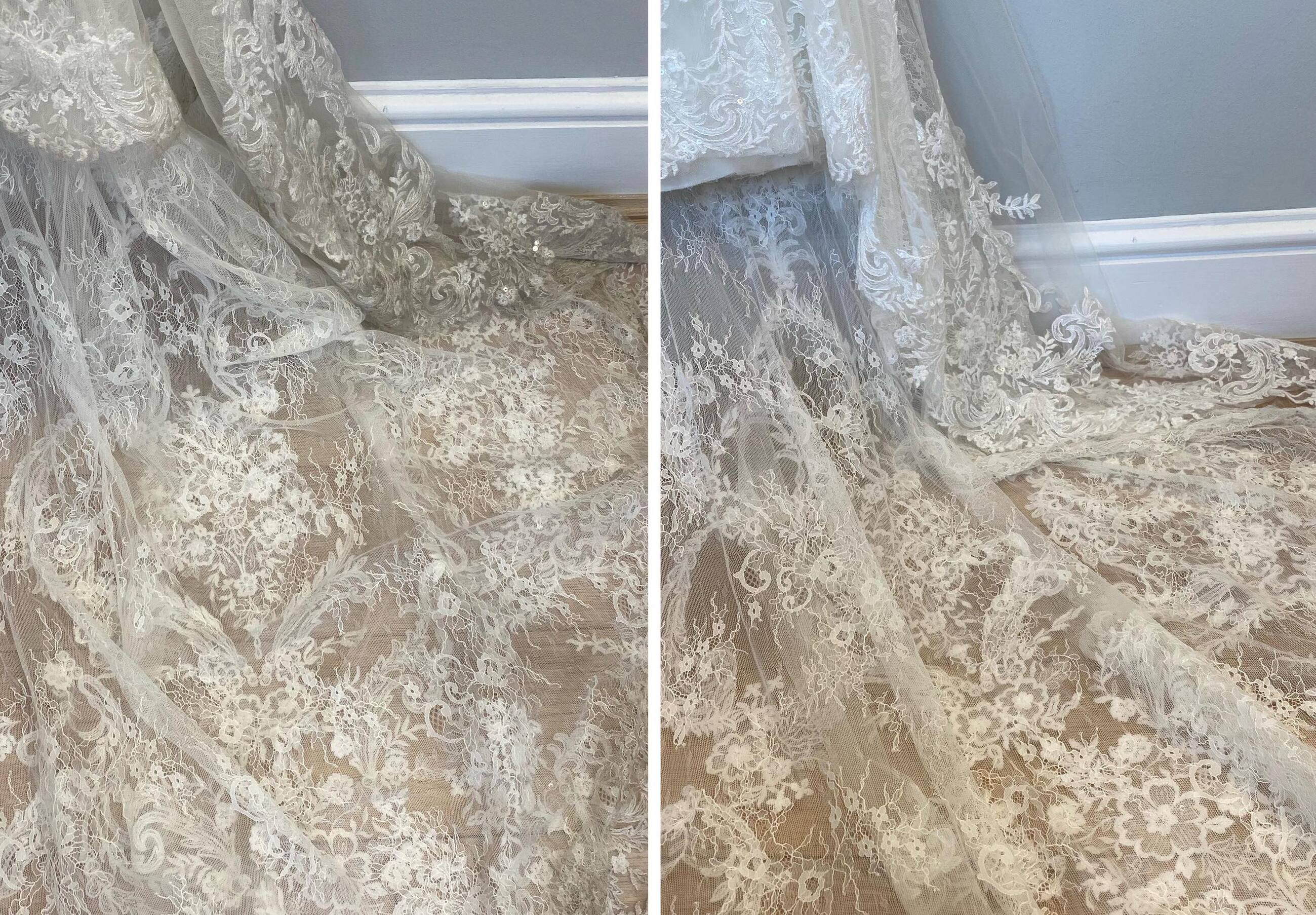 Before and After Cleaned Wedding Dress