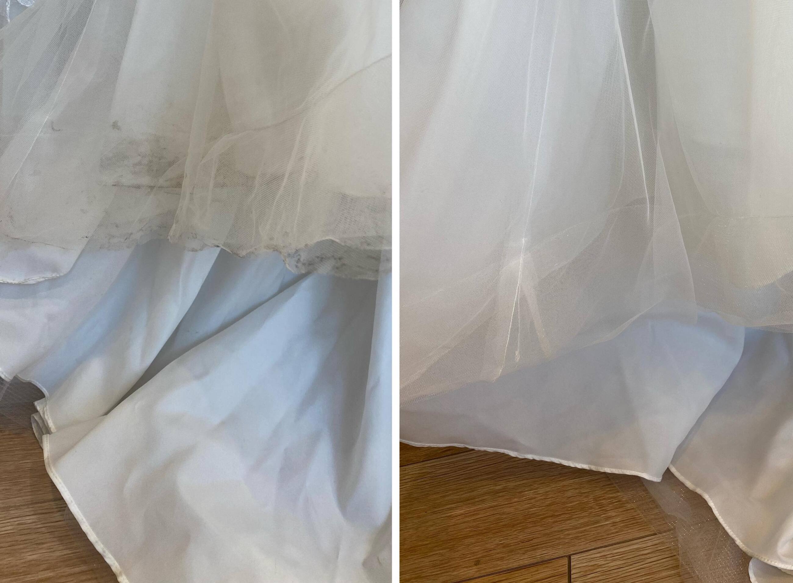 Before and After Cleaned Wedding Dress