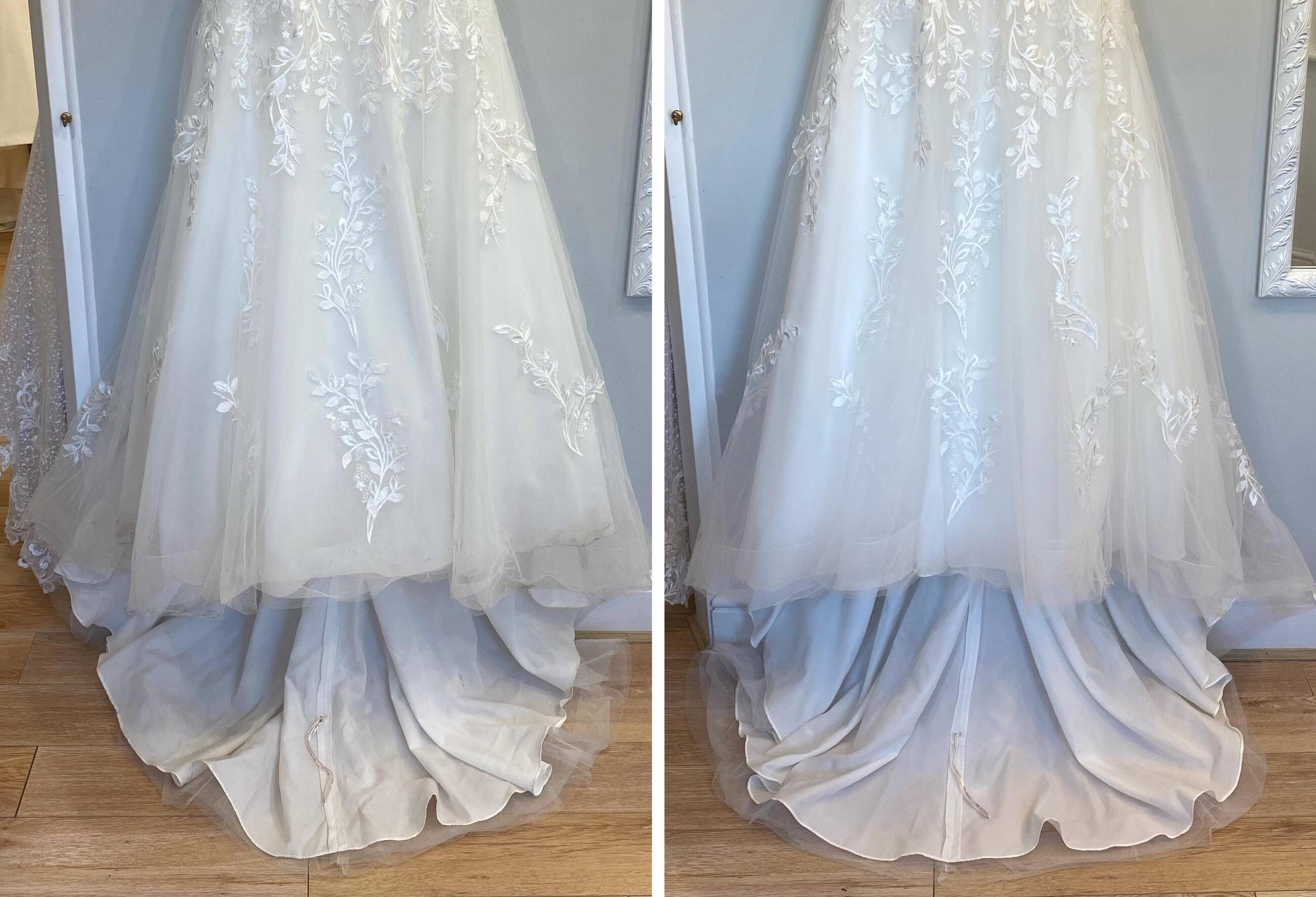 Before and After Cleaned Wedding Dress