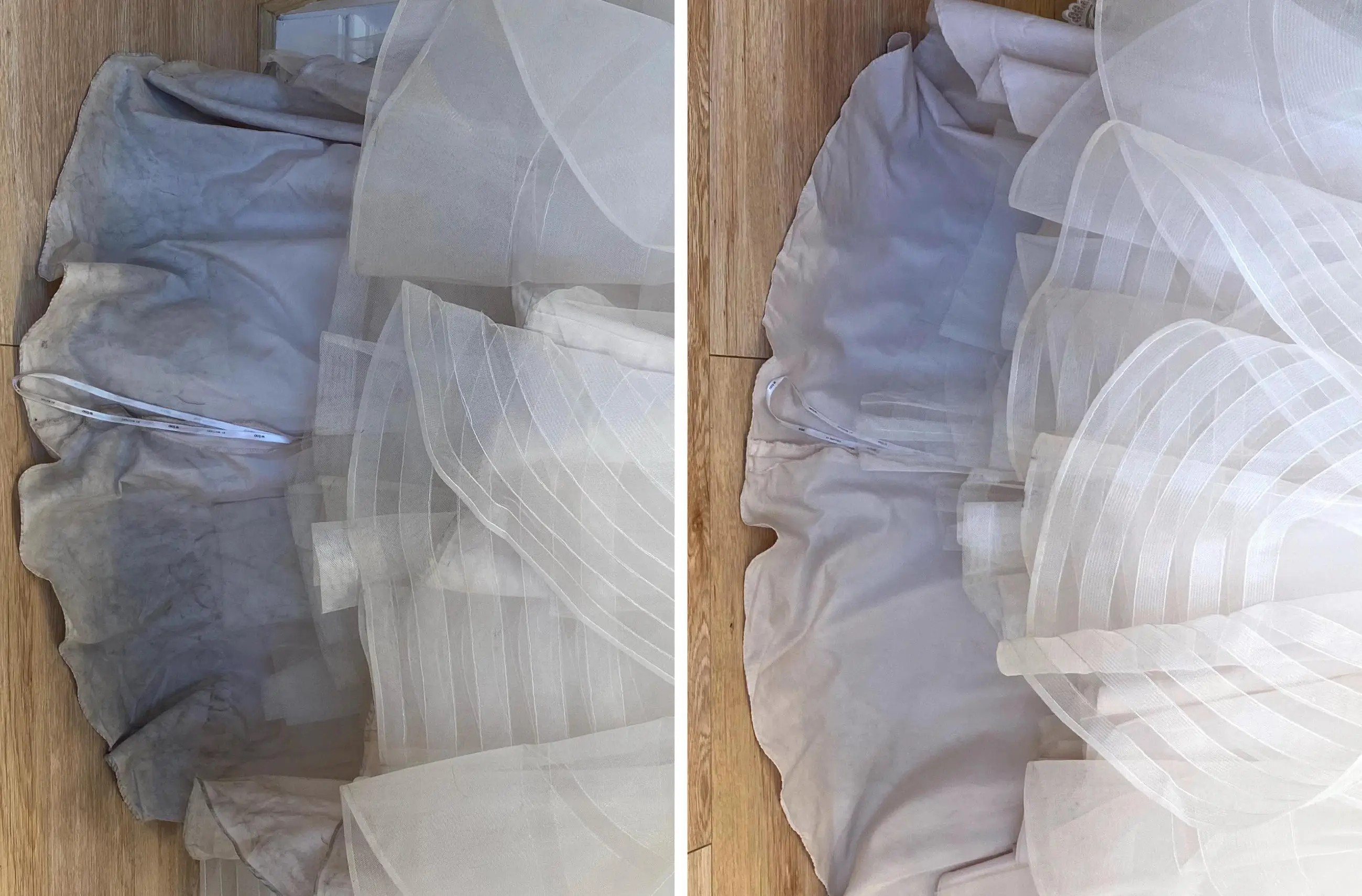 Before and After Cleaned Wedding Dress