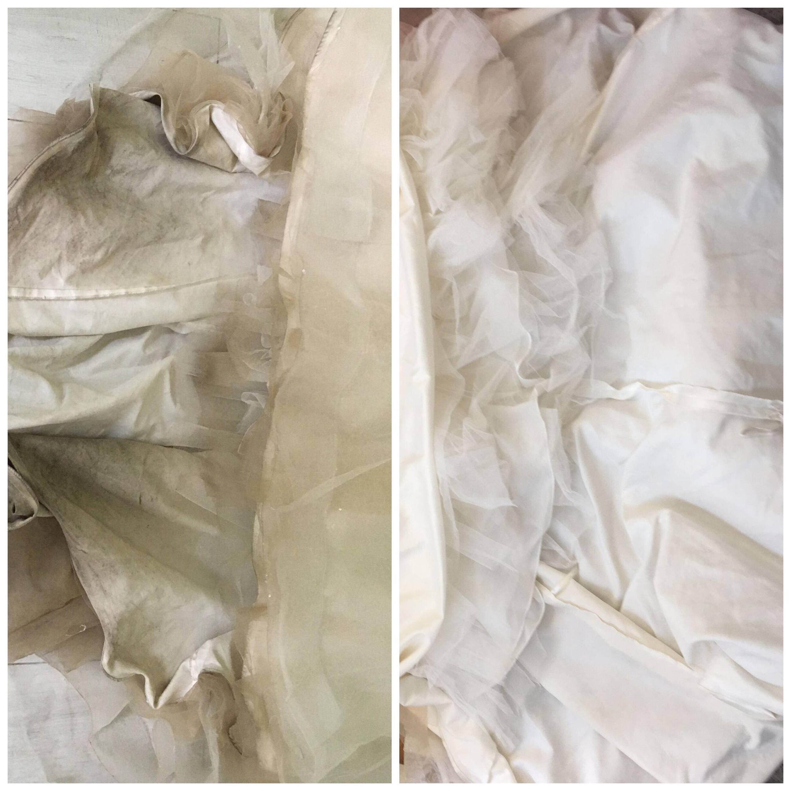 Before and After Cleaned Wedding Dress