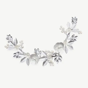 Ivory & co #Bloom silver pearl floral crescent clip #1 thumbnail