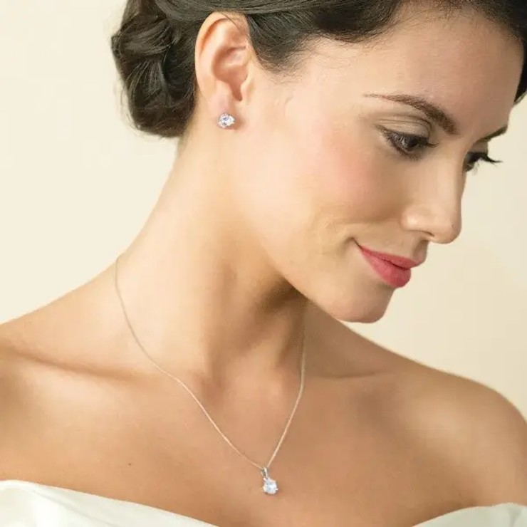 Ivory & co #Rapture rhodium crystal oval cut earrings Default Thumbnail Image