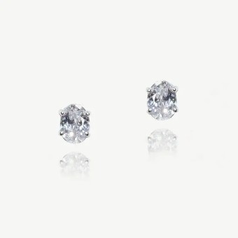 Ivory & co #Rapture rhodium crystal oval cut earrings #1 thumbnail