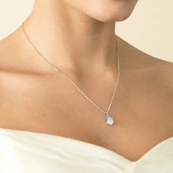 Ivory & co #Rapture rhodium crystal oval cut pendant #2 thumbnail
