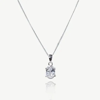 Ivory & co #Rapture rhodium crystal oval cut pendant #1 thumbnail