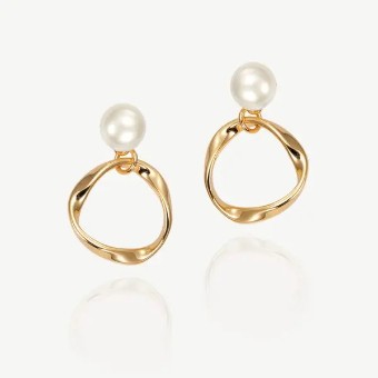 Ivory & co #Turin gold pearl hoop earrings #1 thumbnail