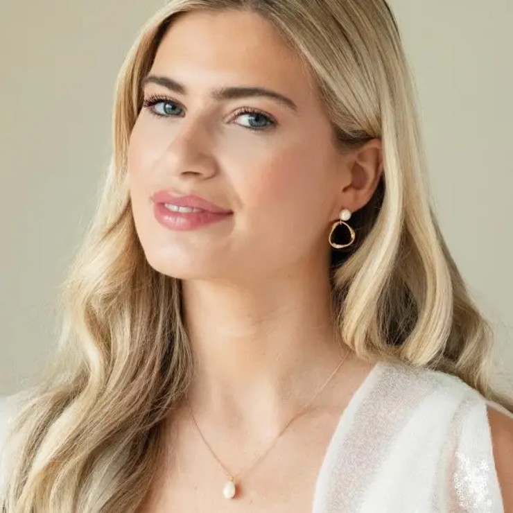 Ivory & co #Turin gold pearl hoop earrings Default Thumbnail Image
