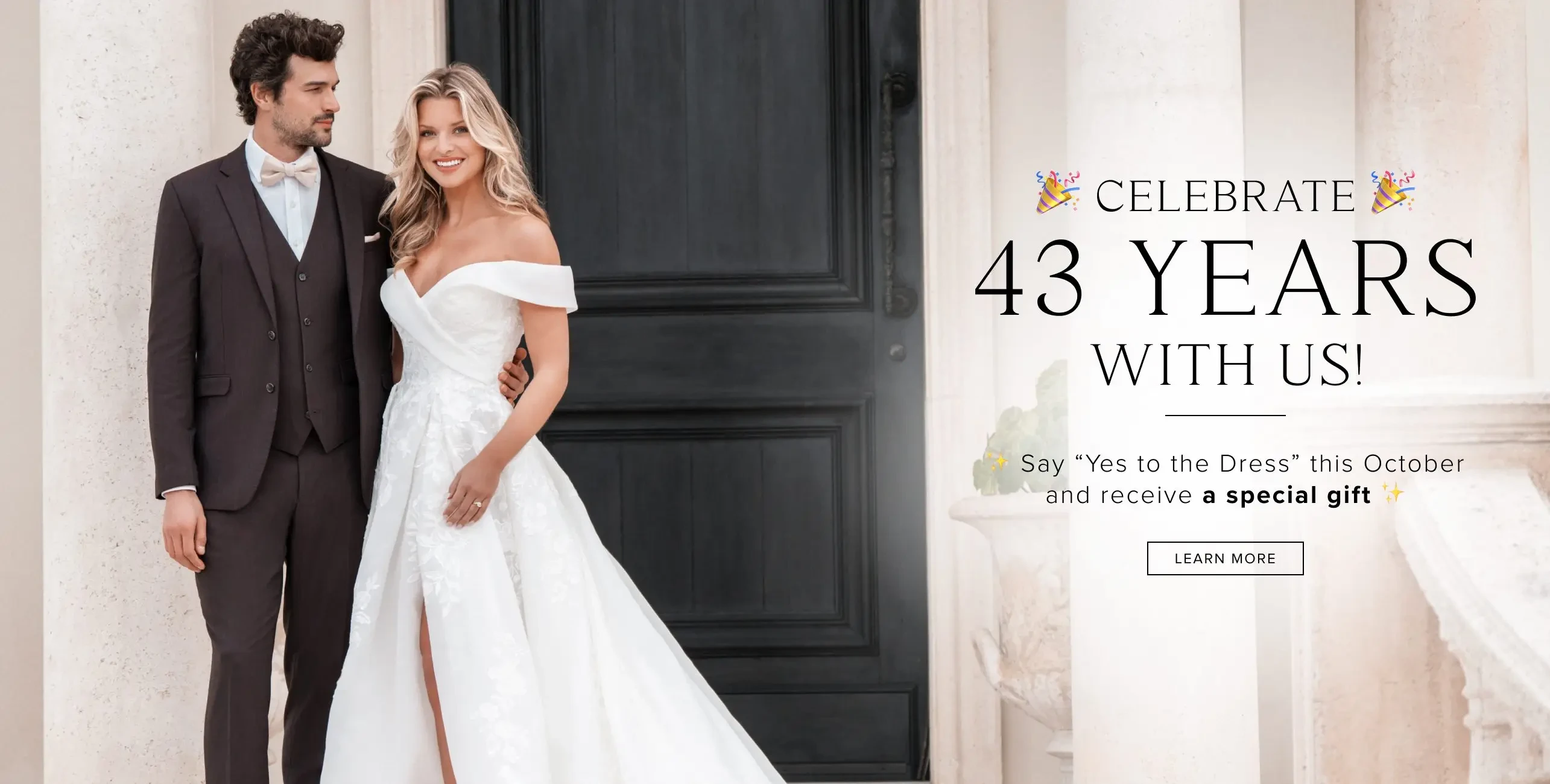 Celebrate 43 Years With Us Desktop Banner